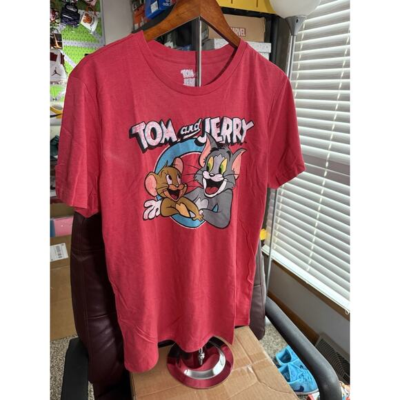 Tom And Jerry T-Shirt Size Large Red Cartoon Distressed Graphic - Picture 1 of 2